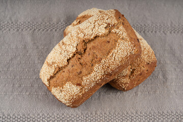 Whole wheat brown bread, fitness pumpkin carrot buns with seeds, cereal bread grain bun