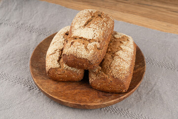 Whole wheat brown bread, fitness pumpkin carrot buns with seeds, cereal bread grain bun