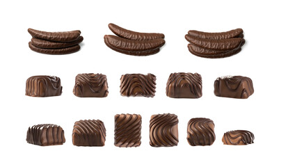 Set of Beautiful Creative Chocolate Sweets Isolated