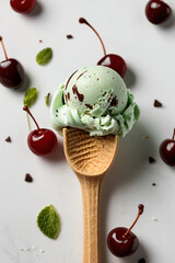 A scoop of creamy pistachio ice cream