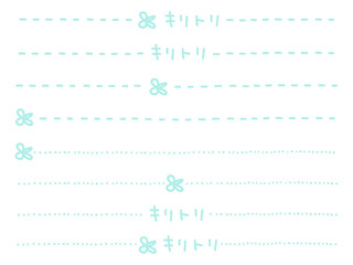 手描きのゆるくて可愛いハサミと点線・切り取り線のセット