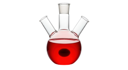 Isolated Three-Neck Flask with Red Liquid