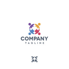 Communication team people association union heart vector logo