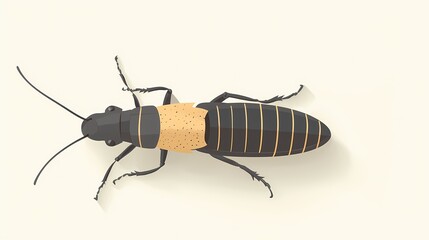 Simplified earwig icon, vector style, light canvas