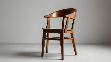 Modern wooden chair on a white background, minimal style 