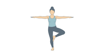 Tree Pose Illustration: Yoga Balance and Wellness