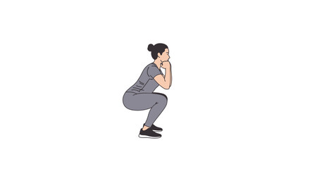 Squat Exercise Illustration, Fitness Workout