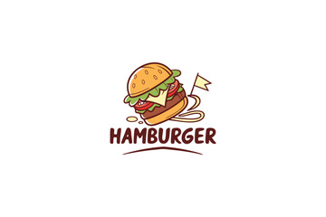 Detailed hamburger logo with realistic toppings, perfect for premium burger outlet branding