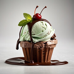 A scoop of creamy pistachio ice cream