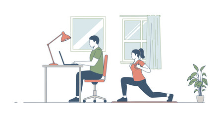 Remote Work Balance: Fitness Break at Home Office
