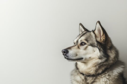 Profile of a siberian husky against minimalist background