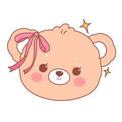 Cute bear with pink bow decoration cartoon illustration