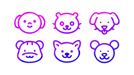 Adorable Animal Face Emoji Icon Set Downloadable Cute Simplified Line Art Graphics