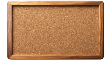 rectangular cork board with a sturdy wooden frame on white background