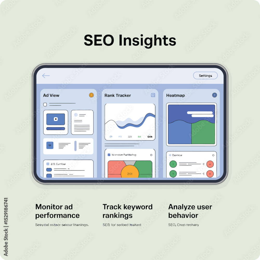 Poster seo dashboard ui design for website analytics