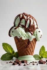 A scoop of creamy pistachio ice cream
