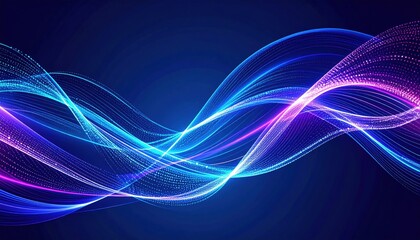 Naklejka premium Abstract Glowing Wave Design With Blue Pink Purple Dots