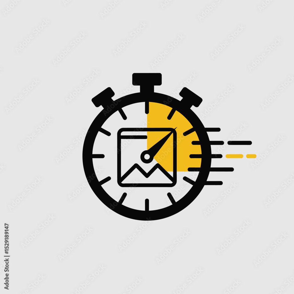 Poster fast image loading speed stopwatch icon