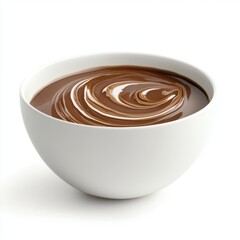 Swirled chocolate cream in white bowl isolated on white background
