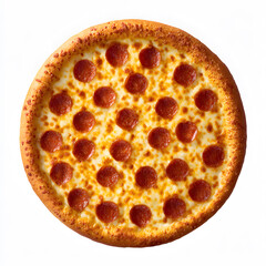 Top view Pizza isolated on White backdrop for Menu