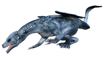 3D Rendering Fairy Tale Dragon on White