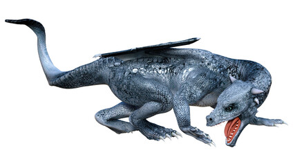 3D Rendering Fairy Tale Dragon on White