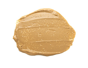 Tahini smear isolated, sesame seeds paste splash, spilled tahina sauce, spill eastern dip