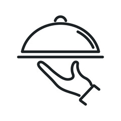 Serving food line icon, dinner and hotel services
