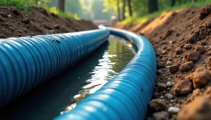 Flexible plastic pipes, construction site drainage, environment, industry, plumbing