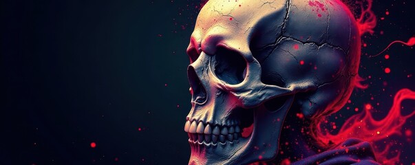Intricate line art skull and crossbones, dark aesthetic, death, gothic
