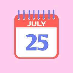 vector calendar icon
Standing Desk Calendar July 2025. Business monthly calendar with metal spiral-bound, the week starts on Sunday. Monthly Pages with green title, isolated on a white background, 3d 