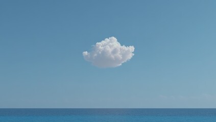 Single Fluffy Cloud Over Calm Ocean