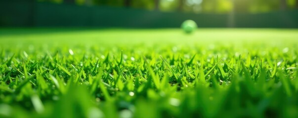 Slightly overgrown tennis court grass, showing detail, green, leaf, blade