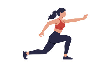 A dynamic illustration of a woman lunging, showcasing fitness and movement. Bold colors and a modern style create a visually appealing and energetic image suitable for health and wellness content.