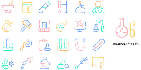 Laboratory simple concept 24 color icons set .Vector illustration.