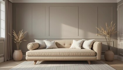 Cozy and stylish Scandinavian, minimalist aesthetic interior. Generative ai