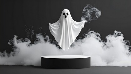Halloween ghost floating on a stage