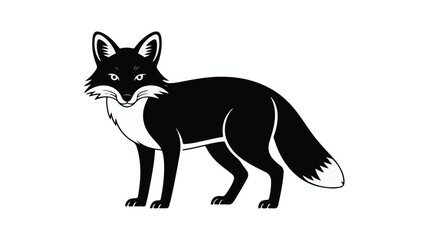 Fototapeta premium Standing Fox Vector Illustration in Black and White for Wildlife and Nature Design