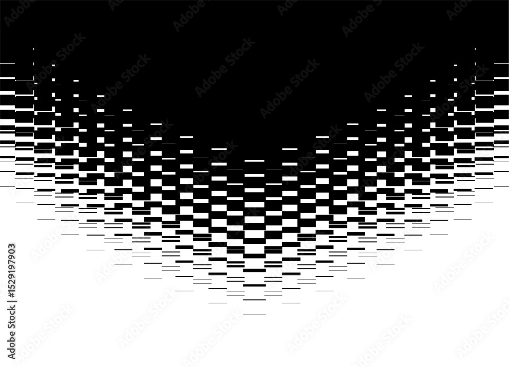 Aufkleber horizontal vector transition from black to white. technological vector pattern of abstract pixels. m