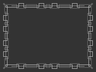 Geometric frame in line art style. Linear border. Frame design with space for text, invitations, flyers and greeting cards. Vector illustration