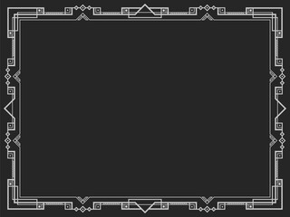 Geometric frame in line art style. Linear border. Frame design with space for text, invitations, flyers and greeting cards. Vector illustration