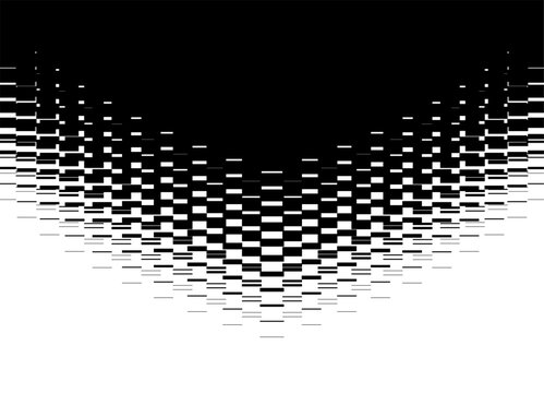 Horizontal Vector transition from black to white. Technological Vector pattern of abstract pixels. Modern digital design element. Vector digital background for covers, advertising, packaging.