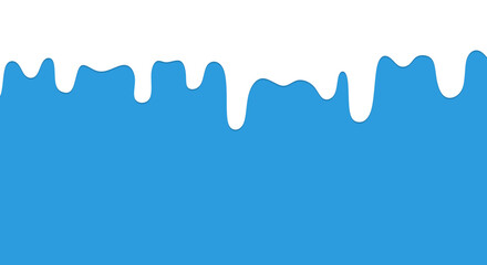 Milk drip seamless pattern. Drops of milk, drops of yogurt or cream on a blue background.