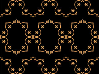 Geometric seamless pattern in line art style. Art deco geometric pattern of golden lines on a black background. Vintage linear style. Design for wallpapers, wrappers and banners. Vector illustration