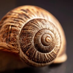 closeup of a snails shell with spirals clearly visible