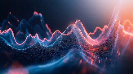 Colorful seismic waves are spreading across a landscape, emanating from the epicenter of an earthquake, creating a mesmerizing ripple effect with vibrant hues