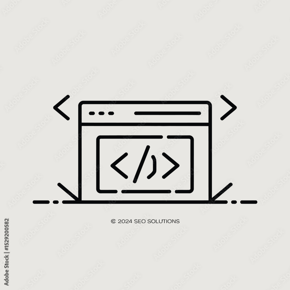 Poster website development coding browser interface design illustration