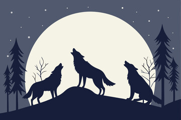 wolf howling at night