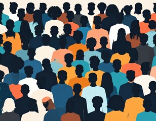 Diverse Crowd Silhouette Pattern