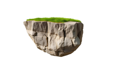 Photo of cliff with a small patch of grass on top isolated on transparent background.png